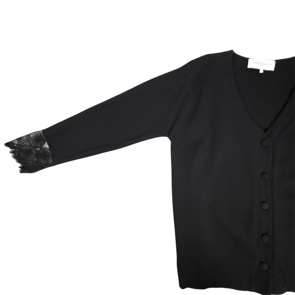 ATELIER CAMILLE Anthropologie Cardigan Viscose Lace Cuffs Women’s Size 0 France - Picture 6 of 14